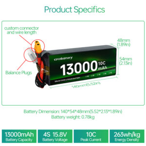 Small Size High Quality 13000mAh 263Wh/kg Lithium Battery - Image 3