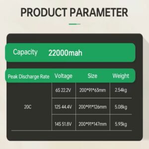 High Quality 22000mAh 20C Lipo Battery High-Efficiency Lithium Ion Batteries Pack for Agiriculture Drone - Image 3