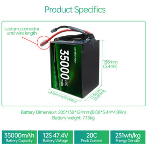 Hot Sale 35000mAh 20C Factory Customizable HV Solid State Lithium Ion Battery Pack for Agricultural UAVs - Image 2