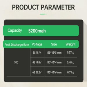 High Discharge C-rating 5200mah 70C Lipo Battery Pack - Image 3