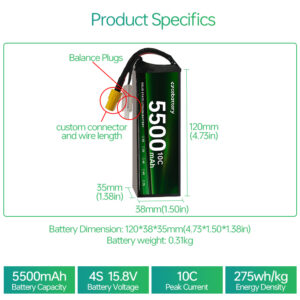 Wholesale 5500mAh LiPo Battery for RC Car Boat Drones - Image 3